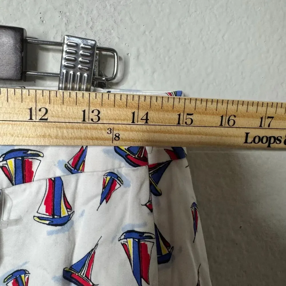 Talbots Women’s Size 6 Sailboat Print Shorts White Red Blue Nautical Cotton‎